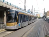 Brussels tram line 82 with low-floor articulated tram 3132 at Koningslaan/Avenue Du Roi (2017)
