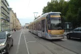 Brussels tram line 92 with low-floor articulated tram 3010 at Palais/Paleizen (2017)