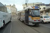 Brussels tram line 93 with articulated tram 7710 on Rue Royale/Koningssraat (2017)