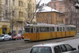 Budapest tram line 19 with articulated tram 1341 near Gárdonyi tér (2013)