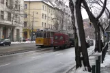 Budapest tram line 19 with articulated tram 1400 close by Móricz Zsigmond körtér (2013)