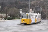 Budapest tram line 19 with articulated tram 1400 on Lánchíd utca (2013)