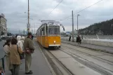 Budapest tram line 2 with articulated tram 1343 at Március 15. tér (2006)