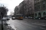 Budapest tram line 49 with articulated tram 1419 near Szent Gellért tér - Műegyetem M (2013)