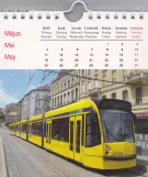 Calendar: Budapest tram line 4 with low-floor articulated tram 2038 on Margit körút (2014)