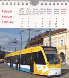 Calendar: Debrecen tram line 2 with low-floor articulated tram 516 (2014)