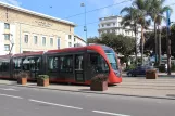 Casablanca tram line T1 with low-floor articulated tram 060 on Place Mohamed V (2015)
