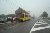 Charleroi tram line M2 with articulated tram 7416 at Fontaine-L'Ebveque (2014)