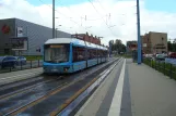 Chemnitz tram line 1 with low-floor articulated tram 610 at Industrie-museum (2015)