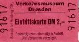 Child ticket for Verkehrsmuseum Dresden (VMD) (1996)