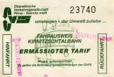 Children round trip ticket for Regionalverkehr Sächsische Schweiz-Osterzgebirge (RVSOE) (1996)