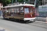 Christchurch Tramway line with railcar 15 in front of Christchurch Cathedral (2023)
