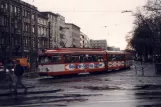 Cologne tram line 1 with articulated tram 3778 on Neumarkt (1988)