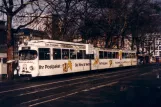 Cologne tram line 7 with articulated tram 3776 on Neumarkt (1988)