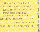Day pass for Bernmobil, the front (2006)