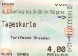 Day pass for Dresdner Verkehrsbetriebe (DVB), the front (2002)