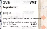 Day pass for Geraer Verkehrsbetrieb (GVB), the front (2014)
