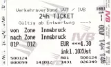 Day pass for Innsbrucker Verkehrsbetriebe (IVB), the front (2012)