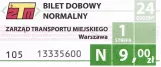 Day pass for Warszawki Transport Publiczny (WTP), the front (2011)