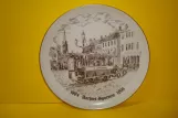 Decorative plate: Aarhus horse tram line with horse tram 1 at Store torv (1974)