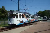Dessau articulated tram 007 at Heidestr. (2015)