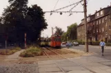 Dessau railcar 32 in front of the depot on Heidestraße (1990)