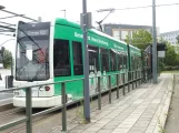 Dessau tram line 1 with low-floor articulated tram 308 at Hauptbahnhof (2023)