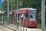 Dessau tram line 3 with low-floor articulated tram 307 at Bauhaus- museum Hauptpost (2015)