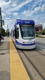 Detroit M-1 Rail with low-floor articulated tram 291 at Ferry St (2024)