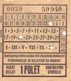 Discount ticket for Københavns Sporveje (KS), the front 1 POLET (1965-1968)