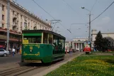 Dnipro tourist line Retro with museum tram 001 on Petrovskogo Square (2011)