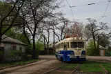 Donetsk museum tram 002 at Mushketove Station (2011)