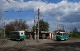 Donetsk tram line 8 with railcar 103 in the intersection Komunariv Street/Kronshtadts'ka Street (2011)
