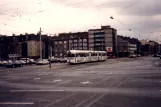 Dortmund tram line 402 with articulated tram 24 on Brüderweg (1988)