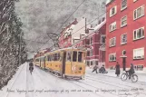 Drawing: Aarhus tram line 1 with railcar 56 on Trøjborgvej (1943-1944)