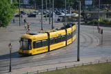 Dresden tram line 4 with low-floor articulated tram 2515 on Postplatz (2015)