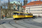 Dresden tram line 4 with railcar 224 201 on Postplatz (2007)