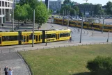 Dresden tram line 8 with low-floor articulated tram 2504 on Postplatz (2015)
