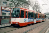 Duisburg tram line 903 with articulated tram 1014 at Platanenhof (1996)