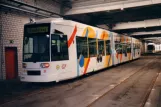 Düsseldorf low-floor articulated tram 2111 inside the depot Betriebshof Lierenfeld (1996)