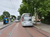 Düsseldorf regional line U71 with low-floor articulated tram 3354 at Benrath S (2020)