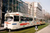 Düsseldorf tram line 707 with articulated tram 2408 at Charlotterstraße/Oststraße (1996)