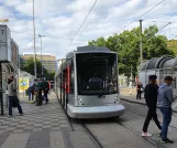 Düsseldorf tram line 707 with low-floor articulated tram 2030 at Hauptbahnhof (2020)