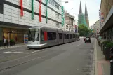 Düsseldorf tram line 707 with low-floor articulated tram 2036 at Jacobistraße (2010)