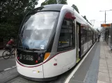 Edinburgh tram line with low-floor articulated tram 255 at Princes Street (2015)
