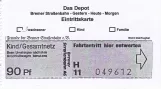 Entrance ticket for Bremen Tram Museum (Das Depot), the front (2011)