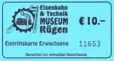 Entrance ticket for Oldtimer Museum Rügen, the front (2015)