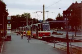 Erfurt tram line 1 with articulated tram 485 at Gothaer Platz (1990)