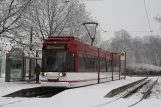 Erfurt tram line 1 with low-floor articulated tram 605 at Thüringerhalle (2008)
