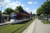 Erfurt tram line 4 with low-floor articulated tram 721 at Bundearbeitsgericht (2014)